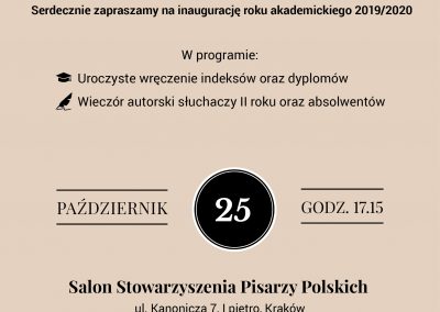 Zaproszenie na inaugurację roku akademickiego